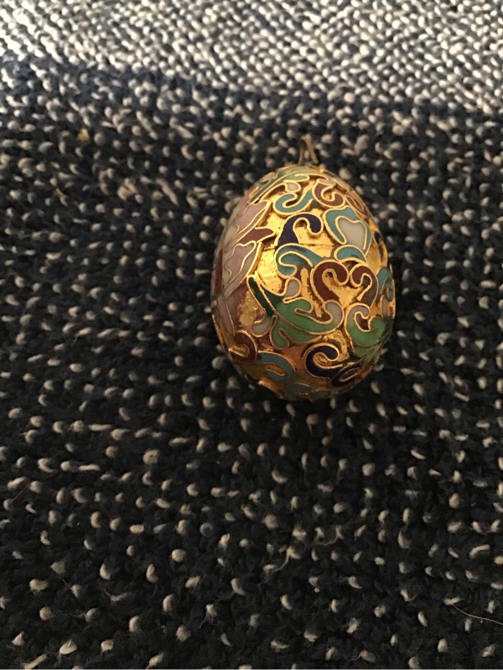 Gold Multicolor Cloisonné Egg Pendant Necklace - Women's Jewelry